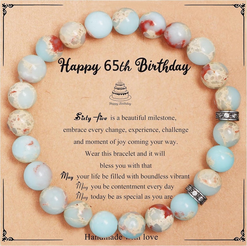 Yiyang 13th 16th 18th 21st 25th 30th 35th 40th 45th 50th 60th 65th 70th 75th 80th Birthday Gifts for Women, Natural Stone Bracelet Birthday Gifts for Women Mom Daughter Grandma Sister Coworker - Image 1